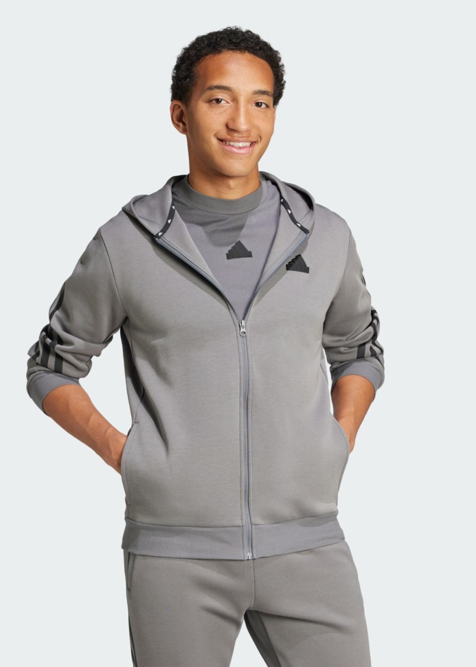 Толстовка мужская Adidas M FI 3S FZ графитовая IW8529 изображение 4