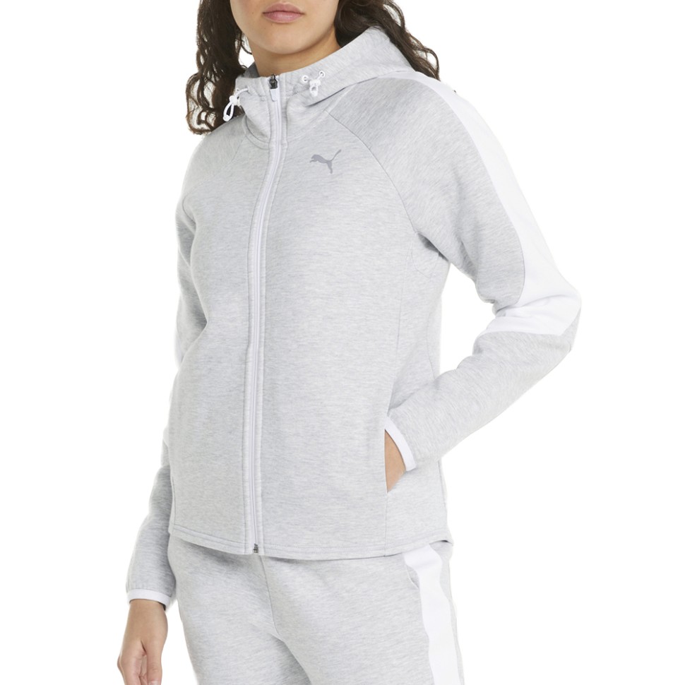 Толстовка жіноча Puma Evostripe Full-Zip Hoodie сіра 84707304 — фото 1