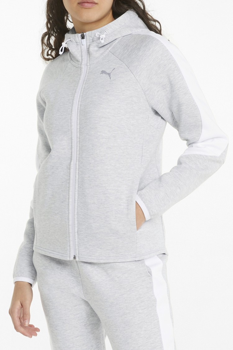 Толстовка женская Puma Evostripe Full-Zip Hoodie серая 84707304 изображение 2