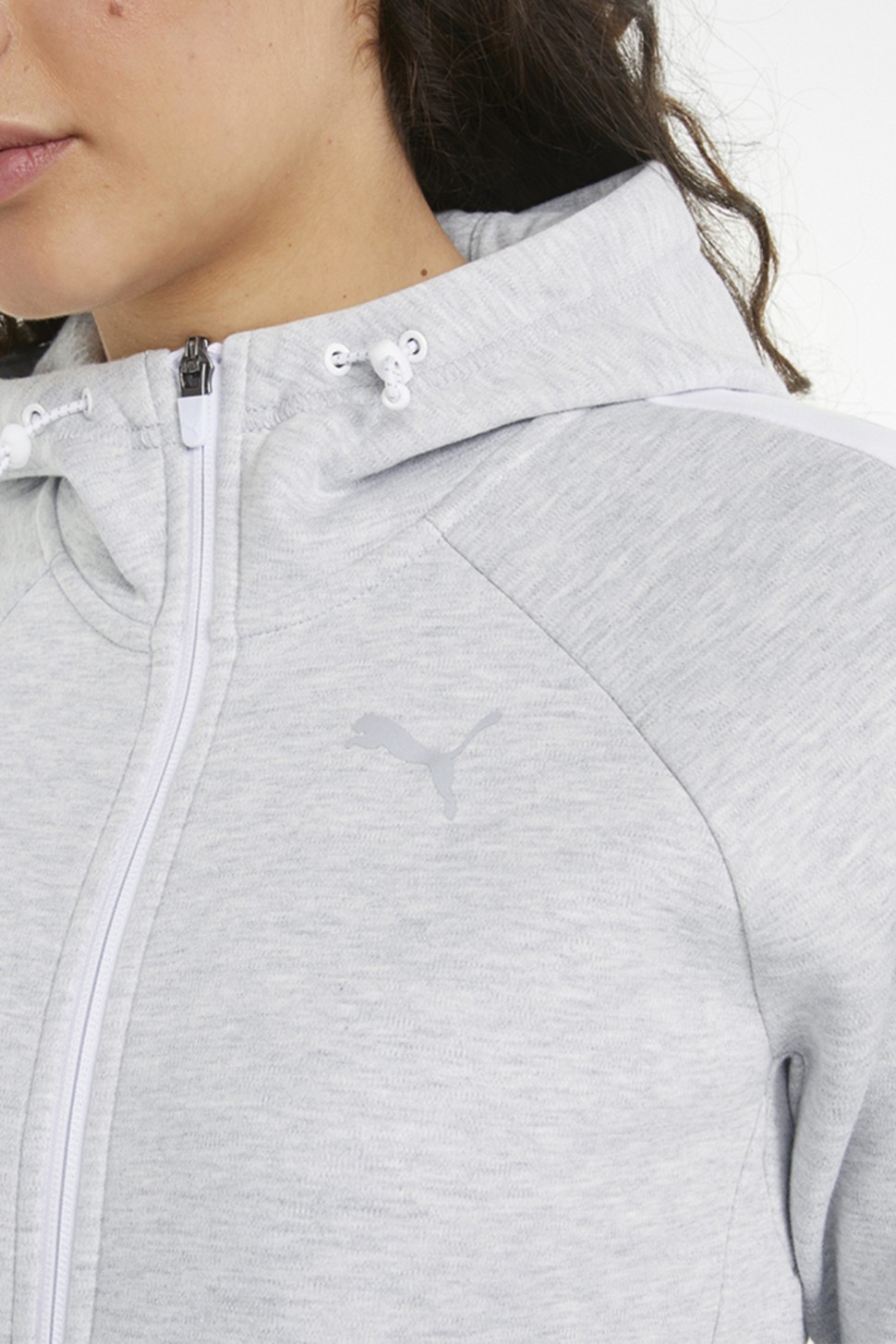 Толстовка жіноча Puma Evostripe Full-Zip Hoodie сіра 84707304 — фото 4
