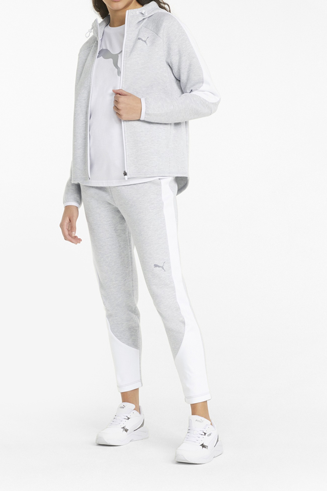 Толстовка жіноча Puma Evostripe Full-Zip Hoodie сіра 84707304 изображение 6