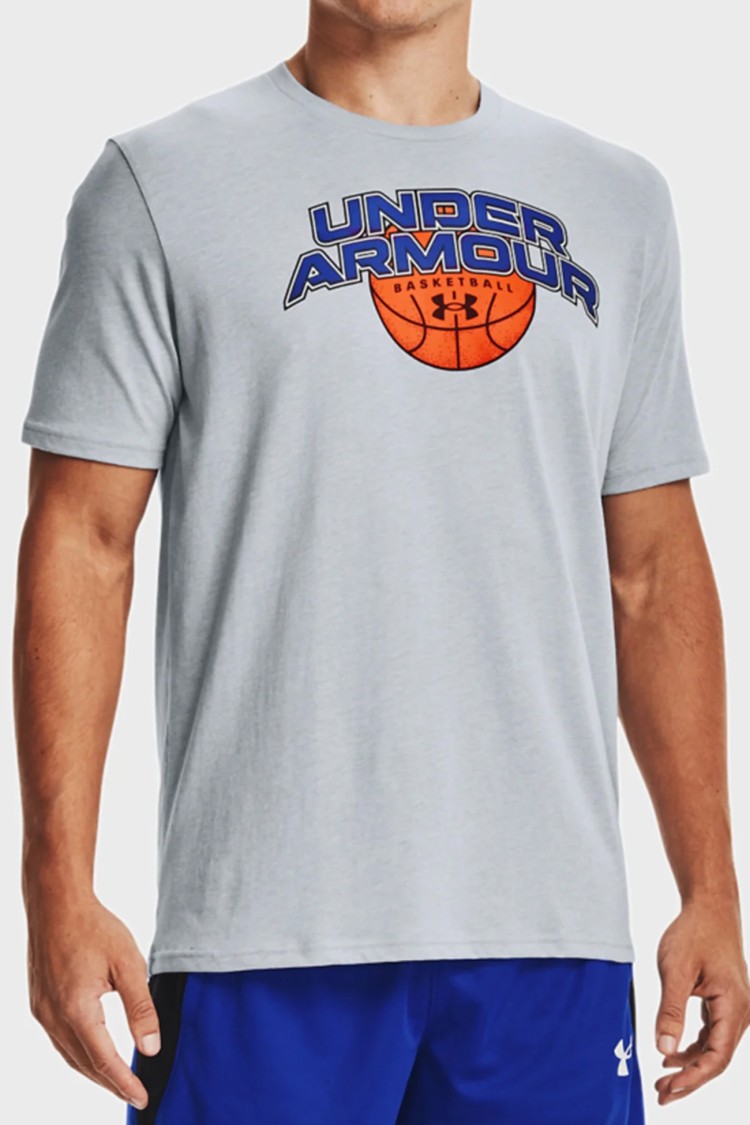 Футболка чоловіча Under Armour UA BBALL BRANDED WRDMRK SS сіра 1370233-011 изображение 2