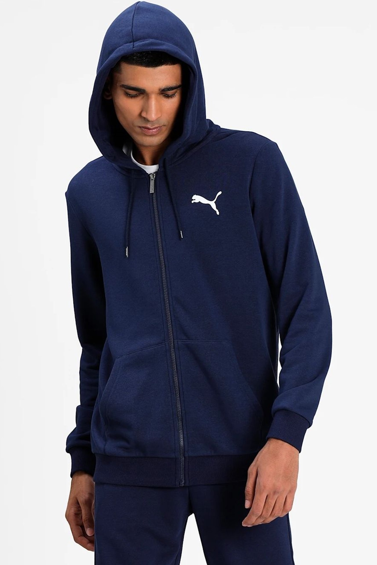 Толстовка мужская Puma ESS Small Logo FZ Hoodie темно-синяя 58670476 изображение 2
