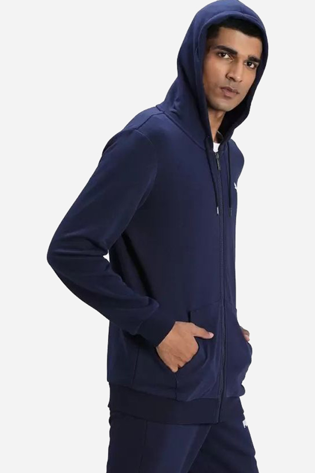 Толстовка мужская Puma ESS Small Logo FZ Hoodie темно-синяя 58670476 изображение 3