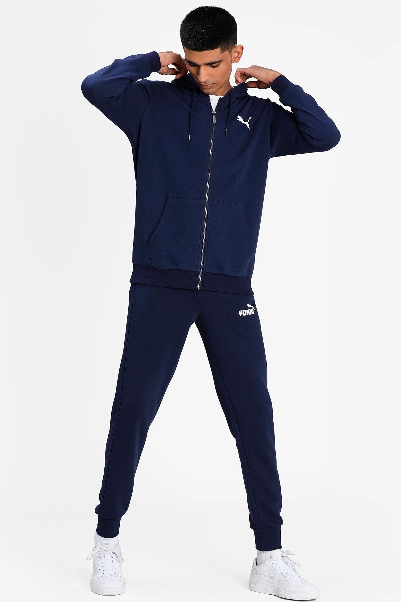 Толстовка мужская Puma ESS Small Logo FZ Hoodie темно-синяя 58670476 изображение 4