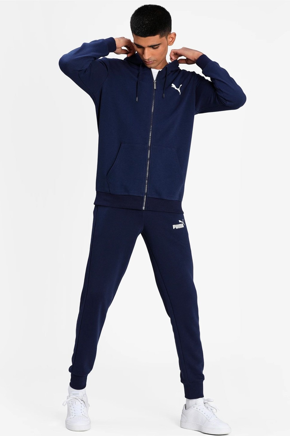 Толстовка чоловіча Puma ESS Small Logo FZ Hoodie темно-синя 58670476 — фото 4