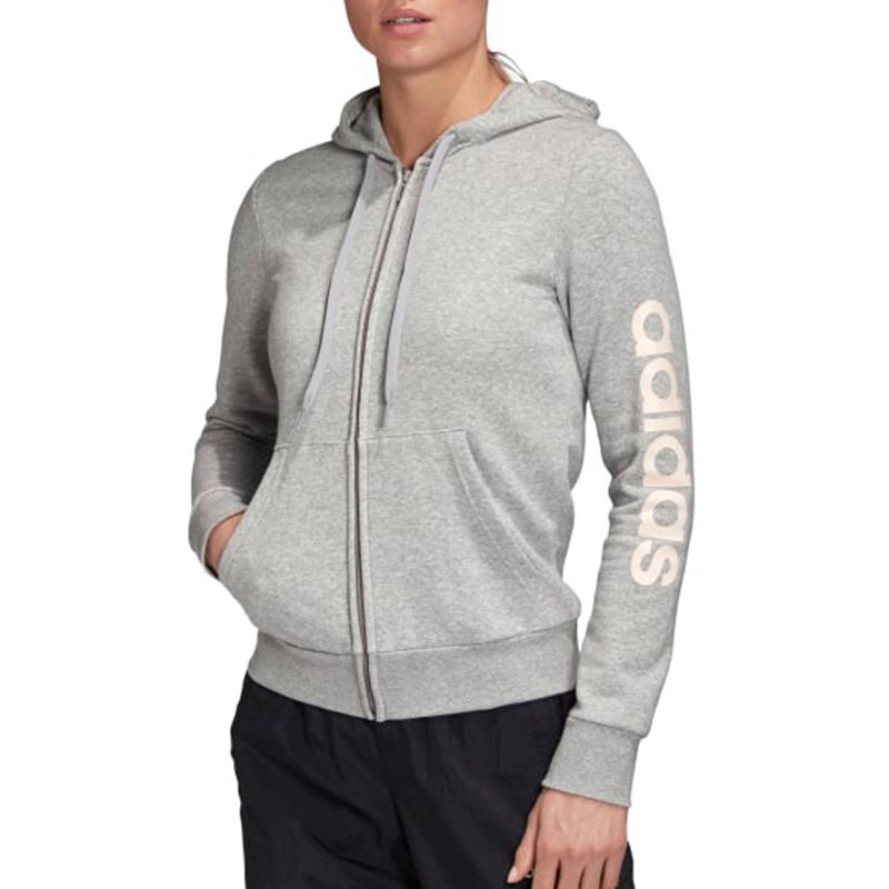 Толстовка жіноча Adidas W E Lin Fzhd Fl сіра GD2987  — фото 3