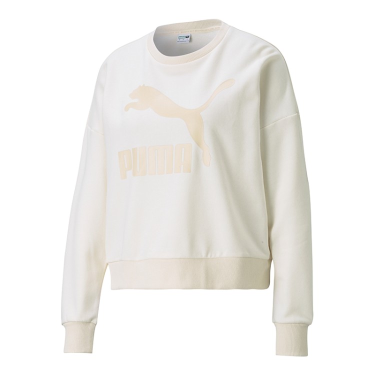 Толстовка женская Puma Classics Logo Crew бежевая 59957399 изображение 1