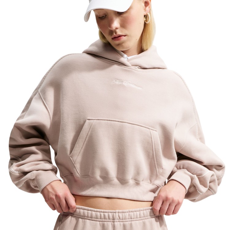 Толстовка жіноча Nike W NK STDO FLC MW CRP SCLOP HDY кремова IO9948-236 изображение 1