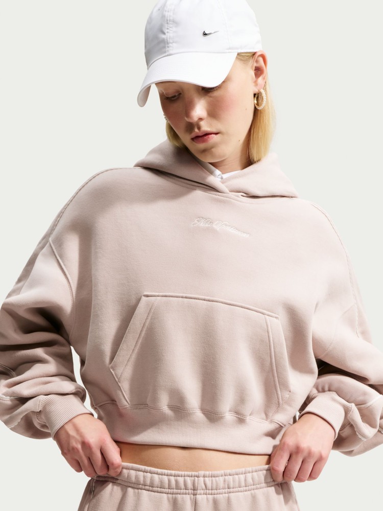 Толстовка жіноча Nike W NK STDO FLC MW CRP SCLOP HDY кремова IO9948-236 изображение 2