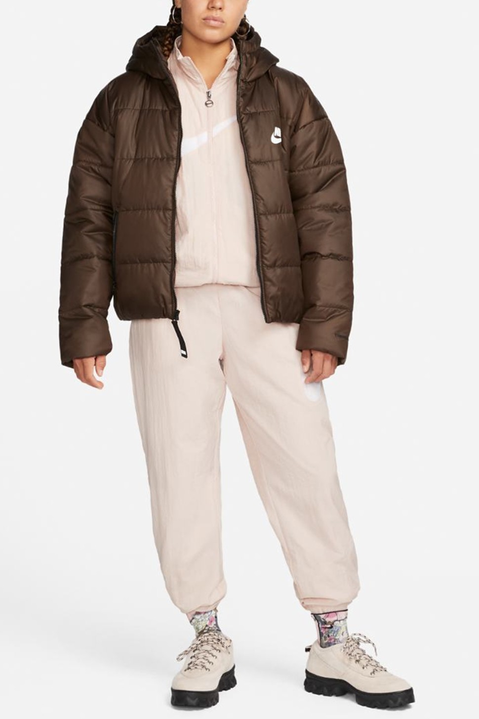 Куртка жіноча Nike W Nsw Syn Tf Rpl Hd Jkt коричнева DX1797-237 — фото 2