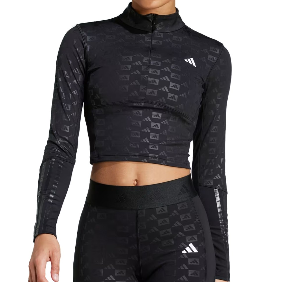 Футболка женская Adidas HYGLM 1/4ZIP Q4 черная IK5501 изображение 2