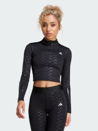 Футболка женская Adidas HYGLM 1/4ZIP Q4 черная IK5501 изображение 3