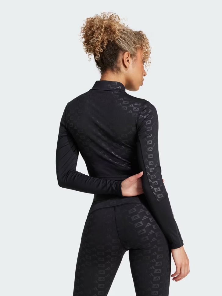 Футболка женская Adidas HYGLM 1/4ZIP Q4 черная IK5501 изображение 4