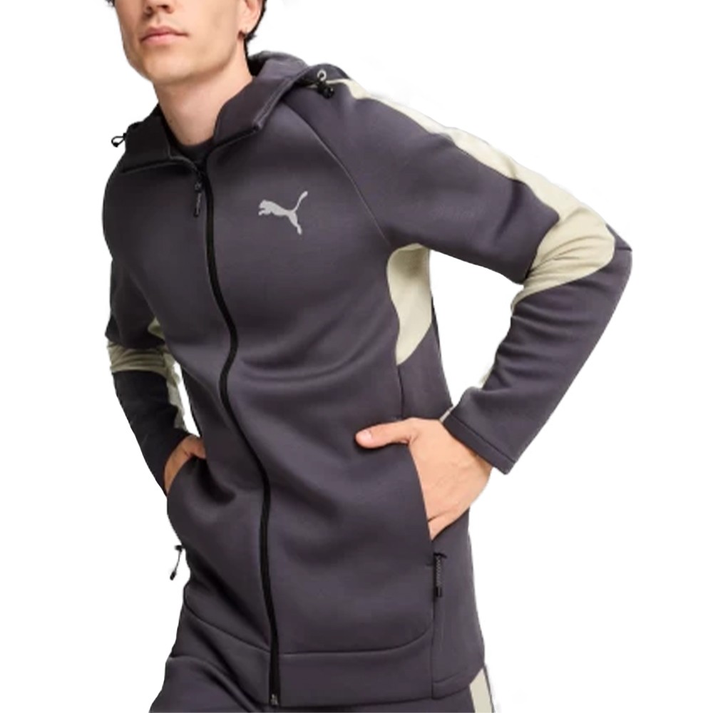 Толстовка мужская Puma EVOSTRIPE Full-Zip Hoodie DK серая 68170069