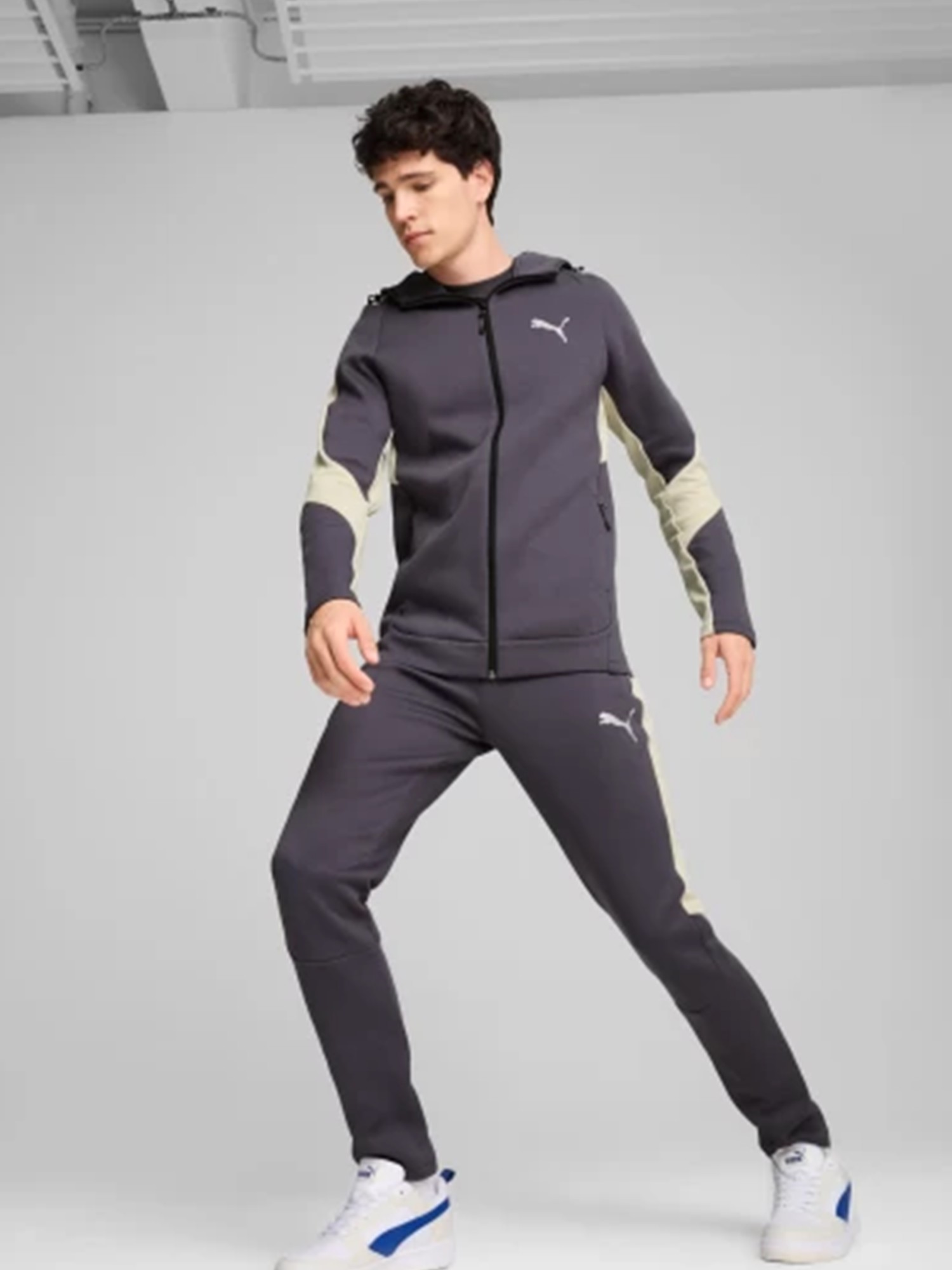 Толстовка мужская Puma EVOSTRIPE Full-Zip Hoodie DK серая 68170069 изображение 4