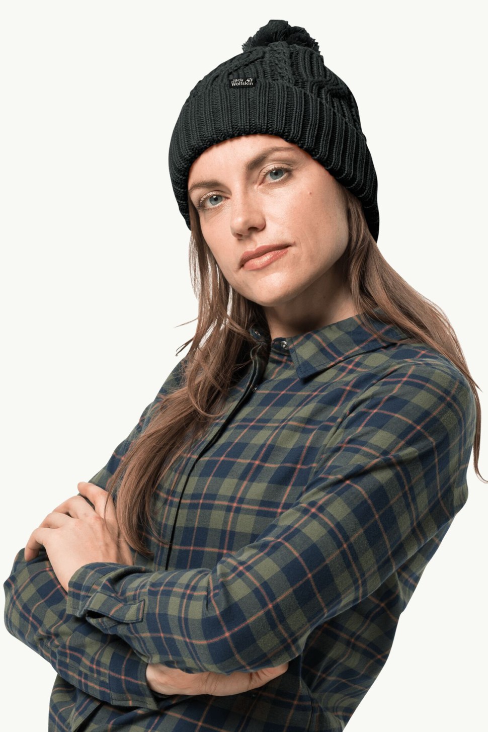 Шапка унісекс Jack Wolfskin STORMLOCK POMPOM BEANIE чорна 1905091-6000 — фото 2