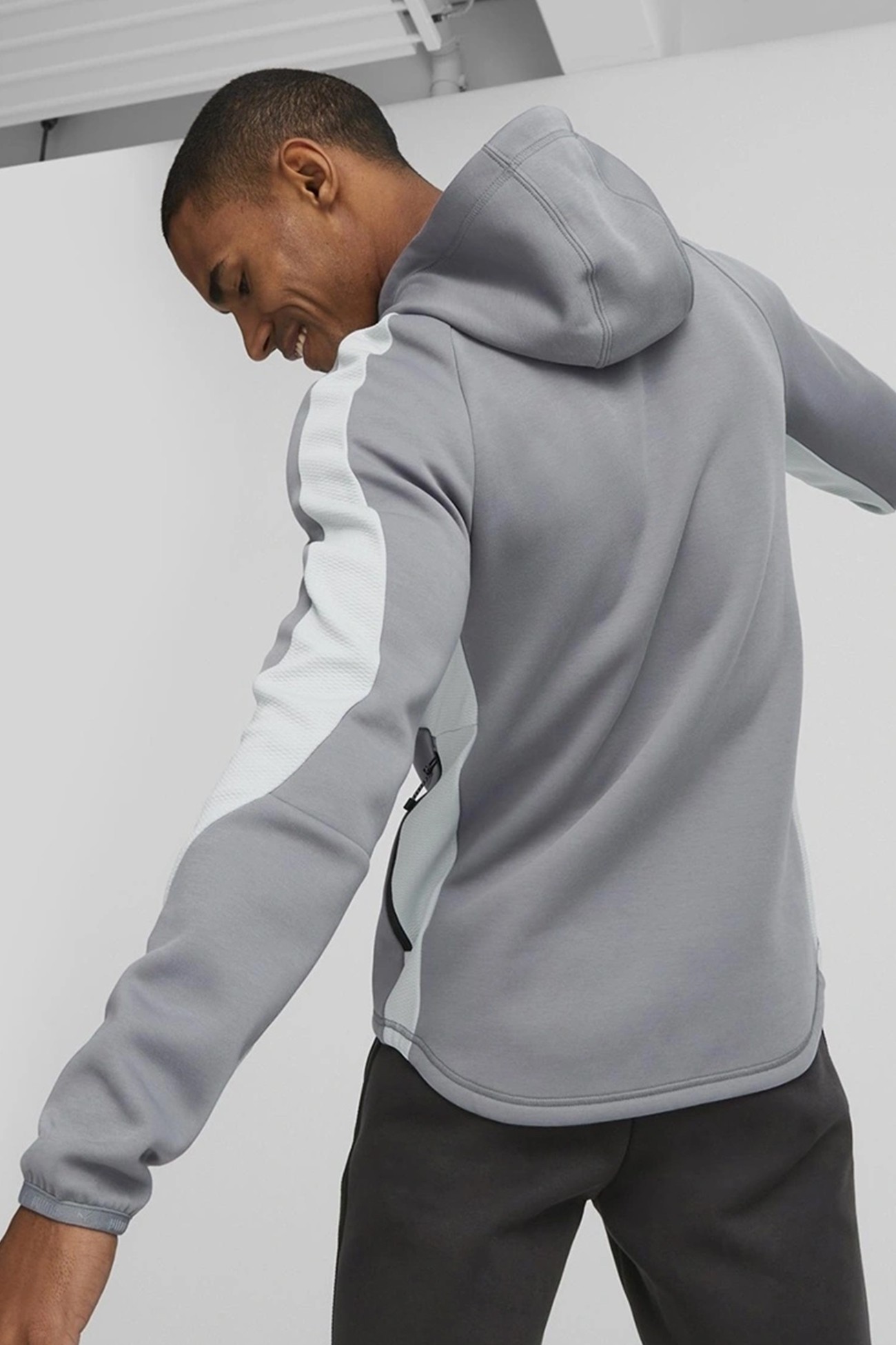 Толстовка мужская Puma EVOSTRIPE Full-Zip Hoodie серая 67331369 изображение 3