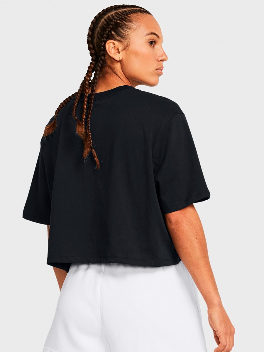 Футболка жіноча Under Armour Campus Boxy Crop SS чорна 1383644-001 — фото 3