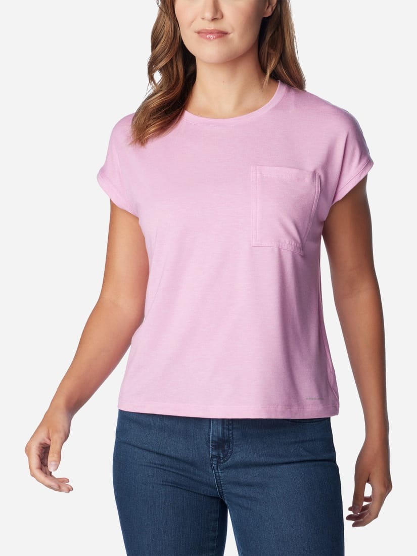 Футболка жіноча Columbia BOUNDLESS TREK™ SHORT SLEEVE TEE рожева 2033481-561 — фото 2