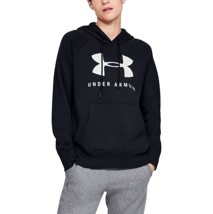 Толстовка женская Under Armour RIVAL FLEECE SPORTSTYLE GRAPHIC черная 1348550-001 изображение 2
