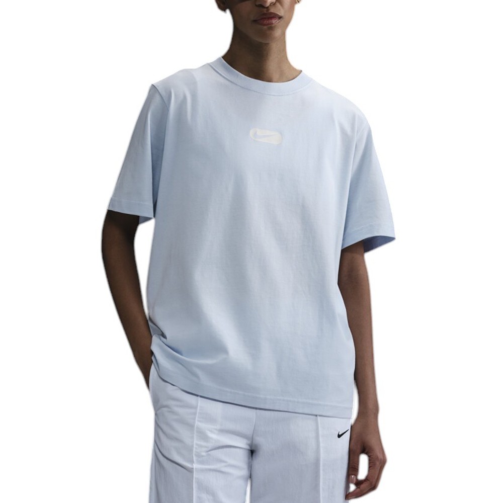 Футболка женская Nike W NSW CLUB SS TEE OC SWOOSH голубая HQ1698-423