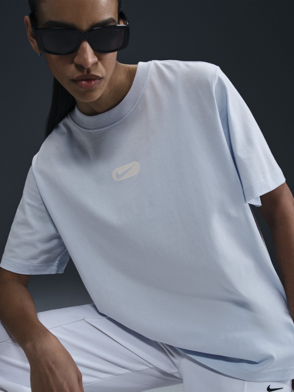 Футболка жіноча Nike W NSW CLUB SS TEE OC SWOOSH блакитна HQ1698-423 — фото 4