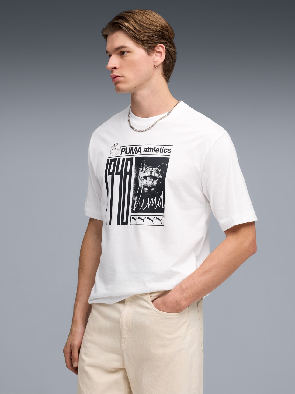 Футболка мужская Puma GRAPHIC Photoprint Tee белая 69178502 — фото 2 — Sport City Футболка мужская Puma GRAPHIC Photoprint Tee белая 69178502 — фото 2