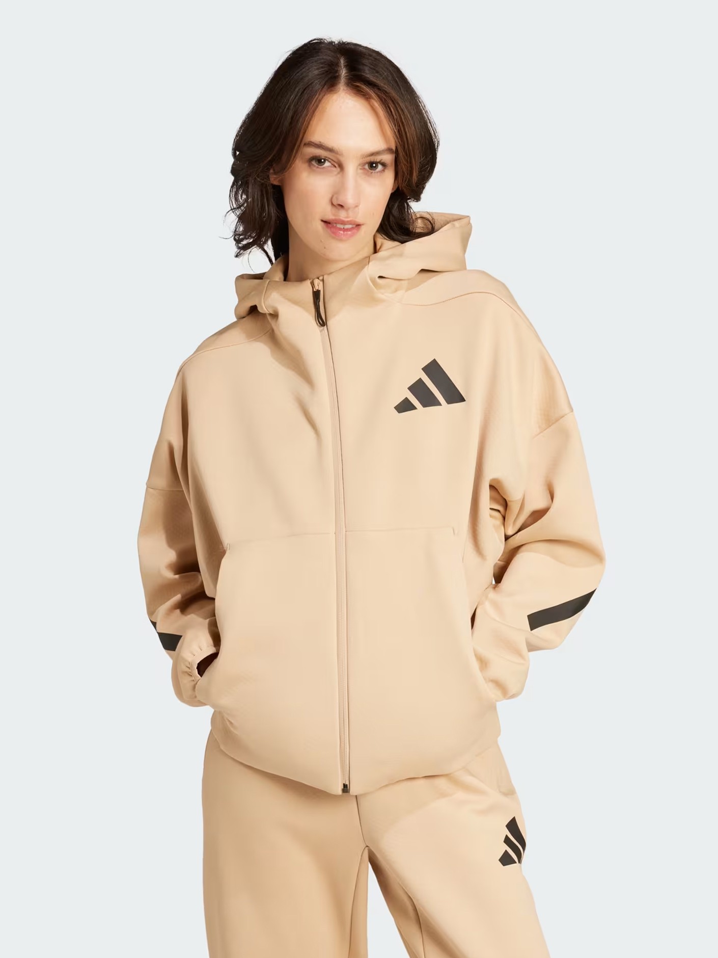 Толстовка жіноча Adidas W Z.N.E. FZ бежева JD9594 изображение 2