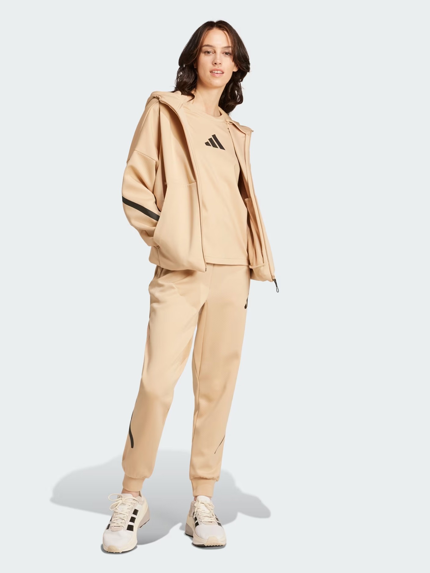 Толстовка жіноча Adidas W Z.N.E. FZ бежева JD9594 изображение 5