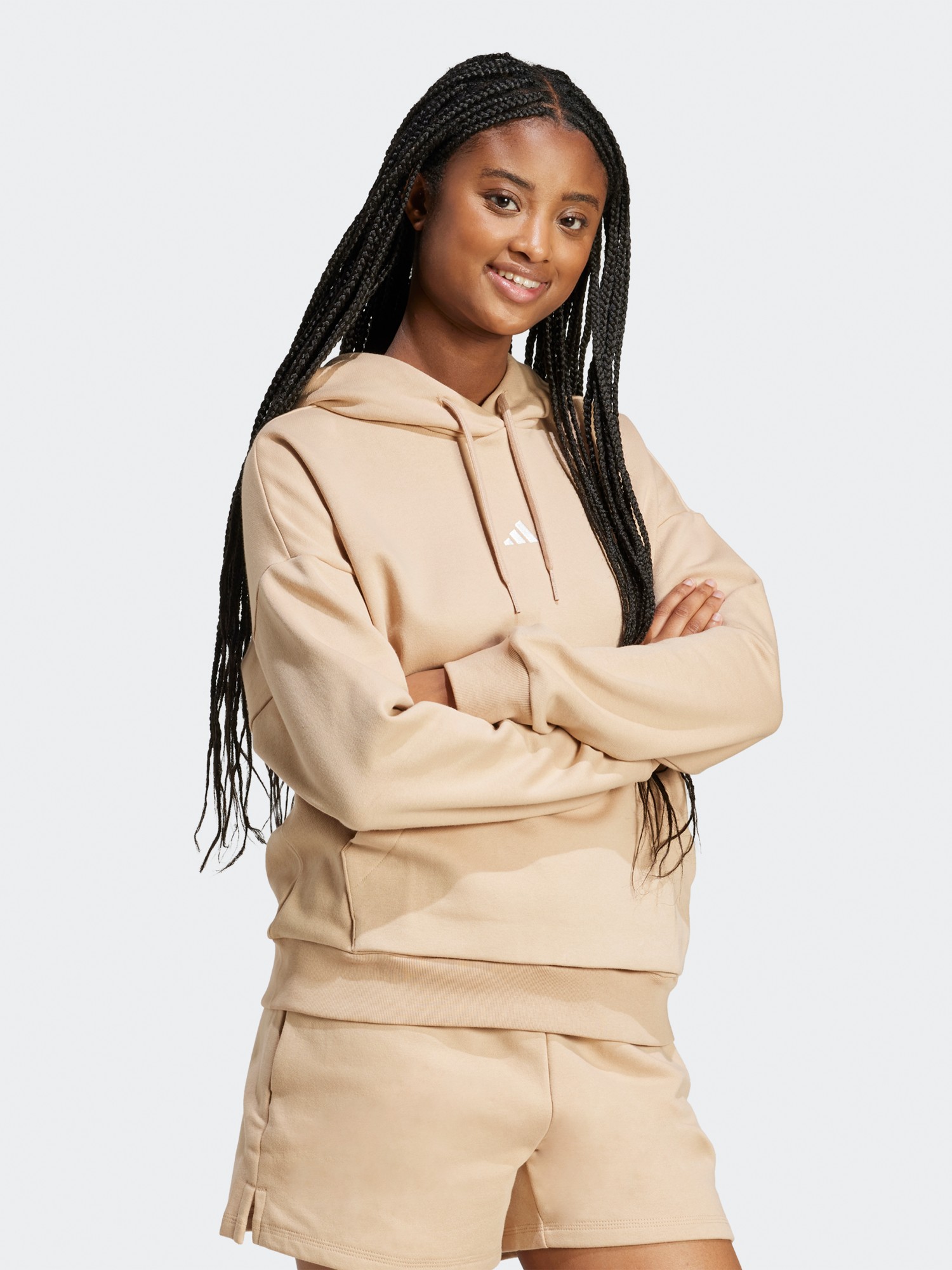 Толстовка женская Adidas W SL FC HD бежевая JV7310 изображение 4