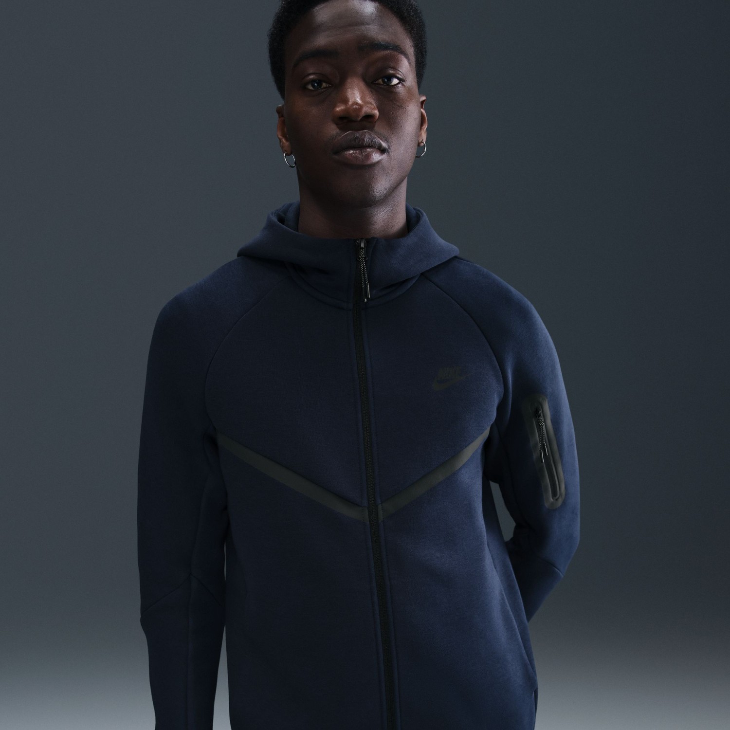 Толстовка мужская Nike M NK TCH FLC FZ WR HOODIE темно-синяя HV0949-451 изображение 2