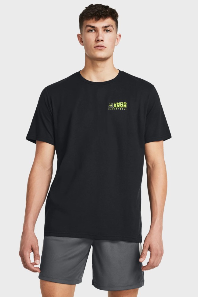 Футболка чоловіча Under Armour UA Bball Logo Court SS чорна 1382850-001 изображение 2