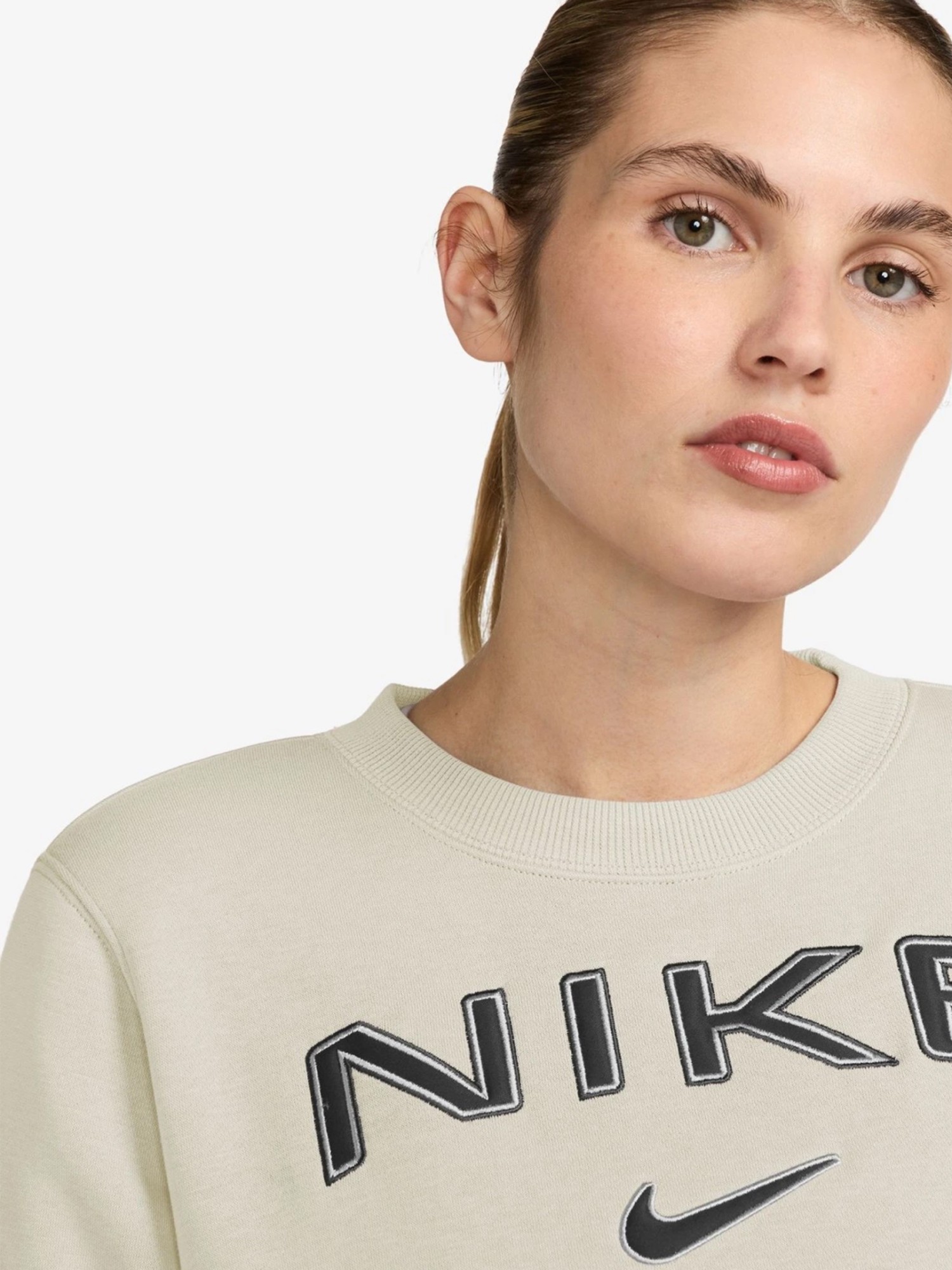 Толстовка жіноча Nike W NSW PHNX FLC STD LOGO CREW бежева HM9754-104 изображение 4