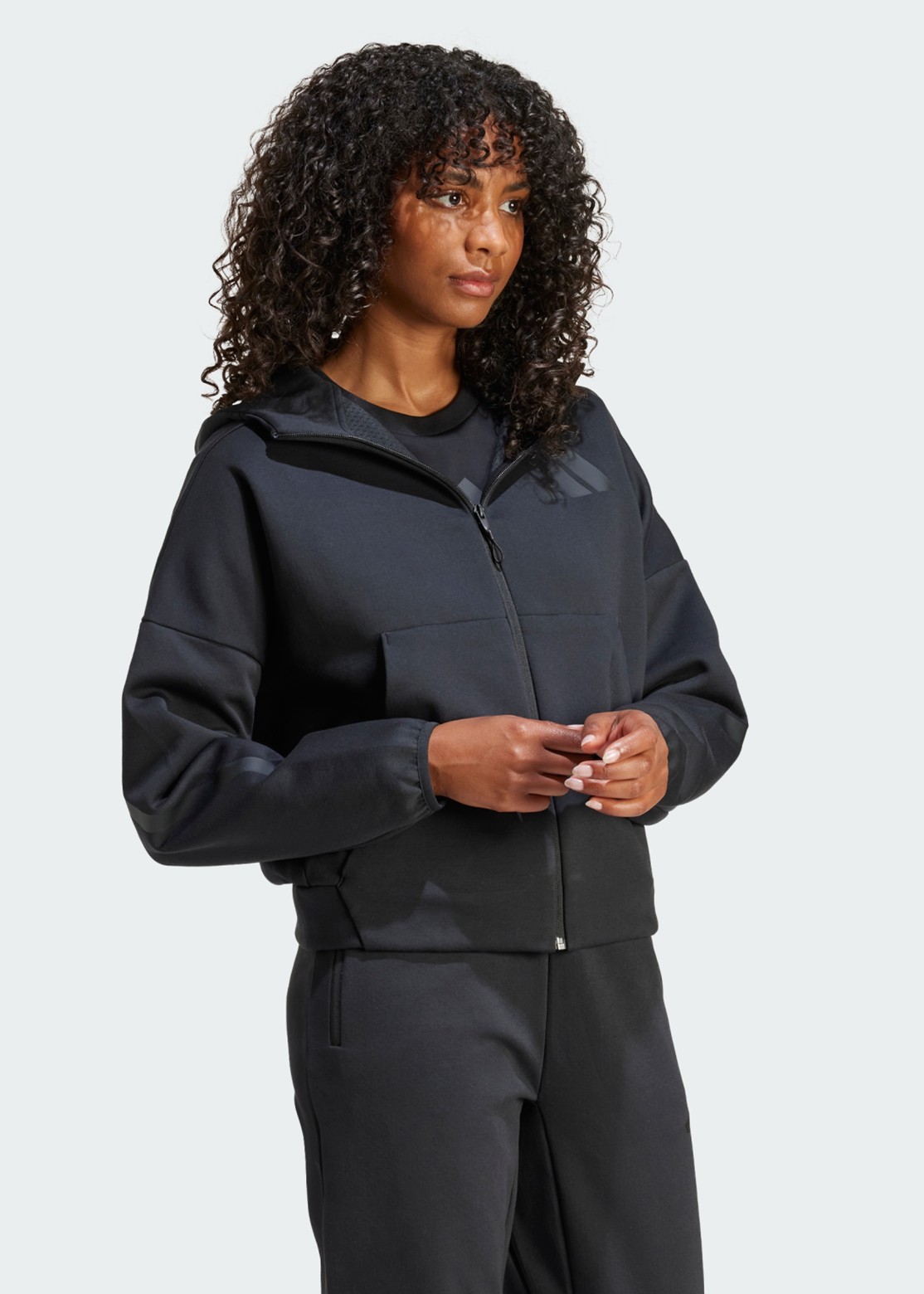 Толстовка женская Adidas W Z.N.E. FZ черная JE7848 изображение 4