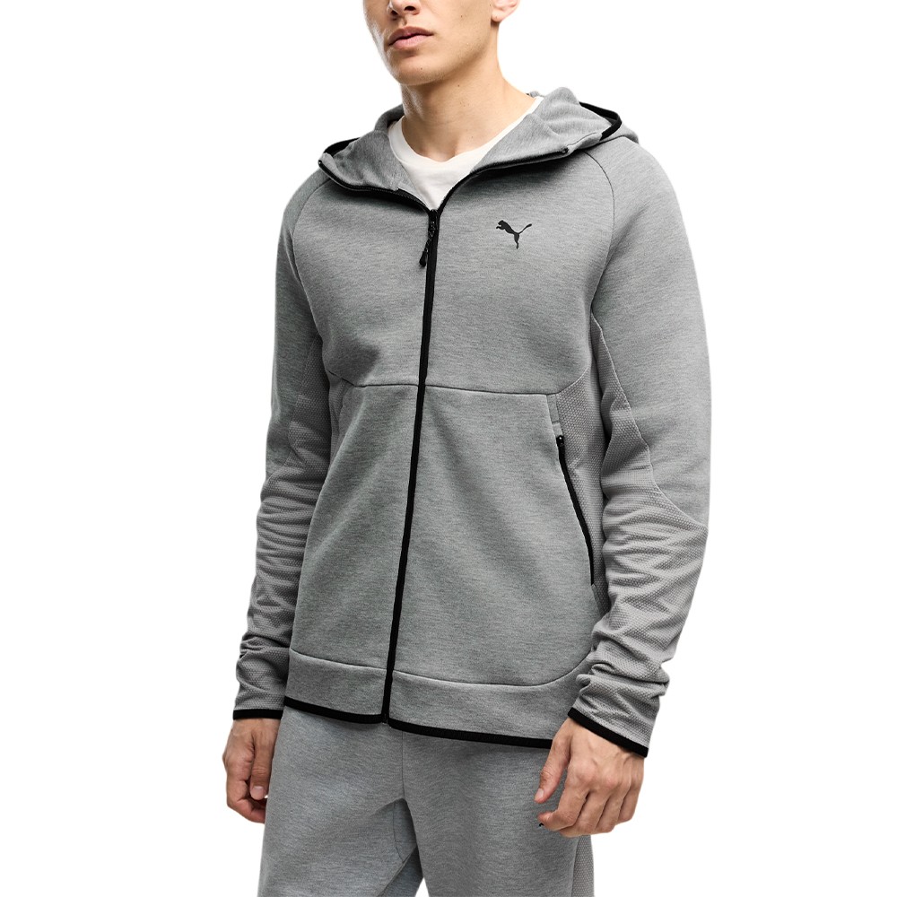 Толстовка мужская Puma TECH Slim Elevated Full-Zip Hoodie DK серая 69395103