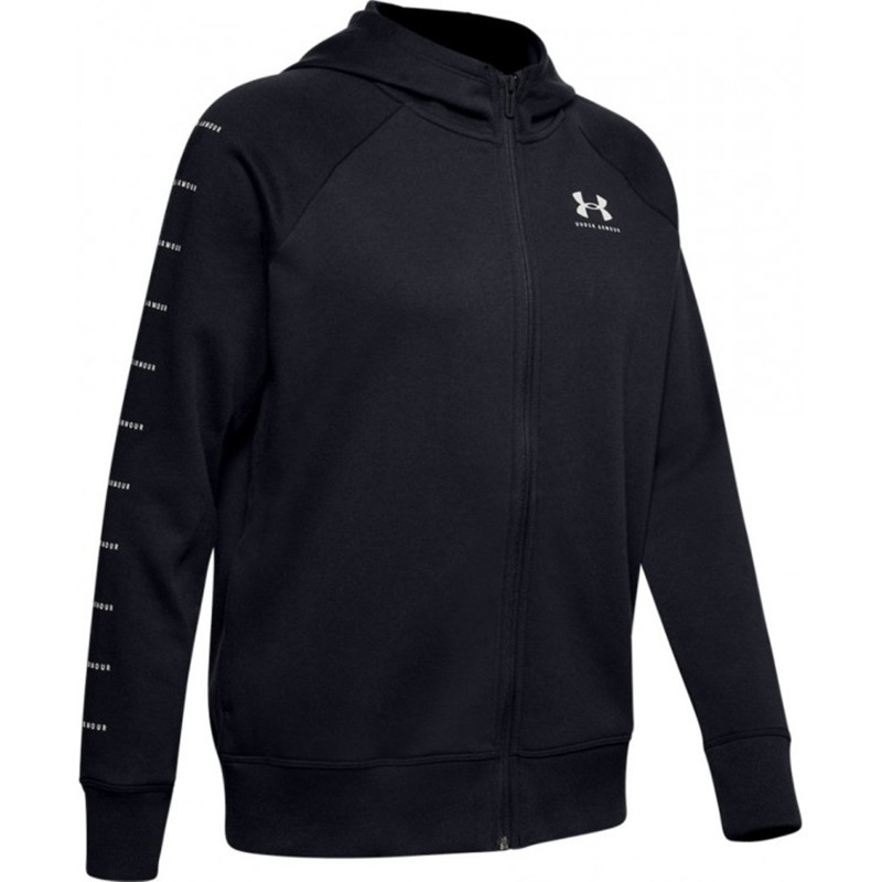 Толстовка жіноча Under Armour RIVAL FLEECE SPORTSTYLE LC SLEEVE GRAPHIC FZ чорна 1348559-001 изображение 1