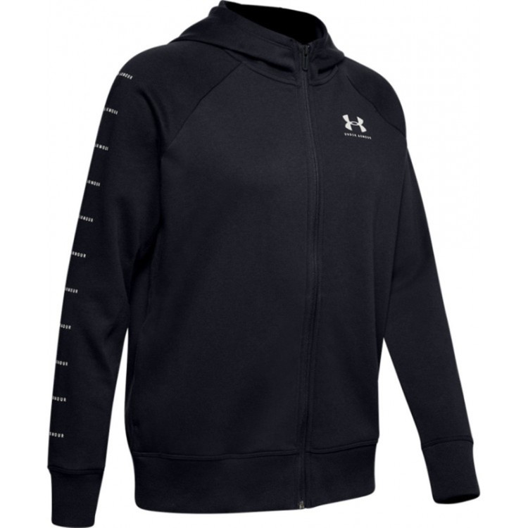 Толстовка женская Under Armour RIVAL FLEECE SPORTSTYLE LC SLEEVE GRAPHIC FZ черная 1348559-001 изображение 1