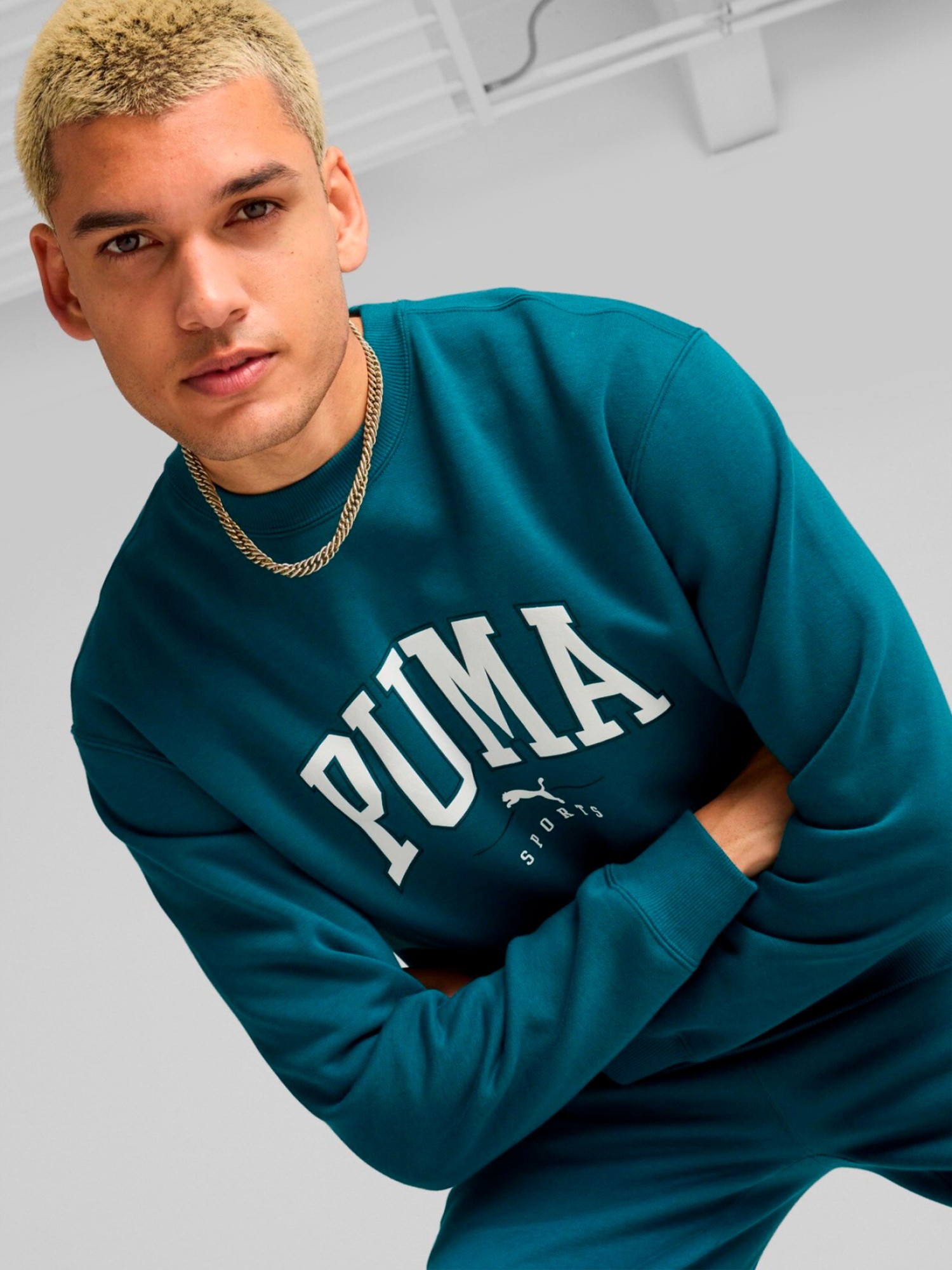 Толстовка мужская Puma PUMA SQUAD Crew FL зеленая 68179422 изображение 2