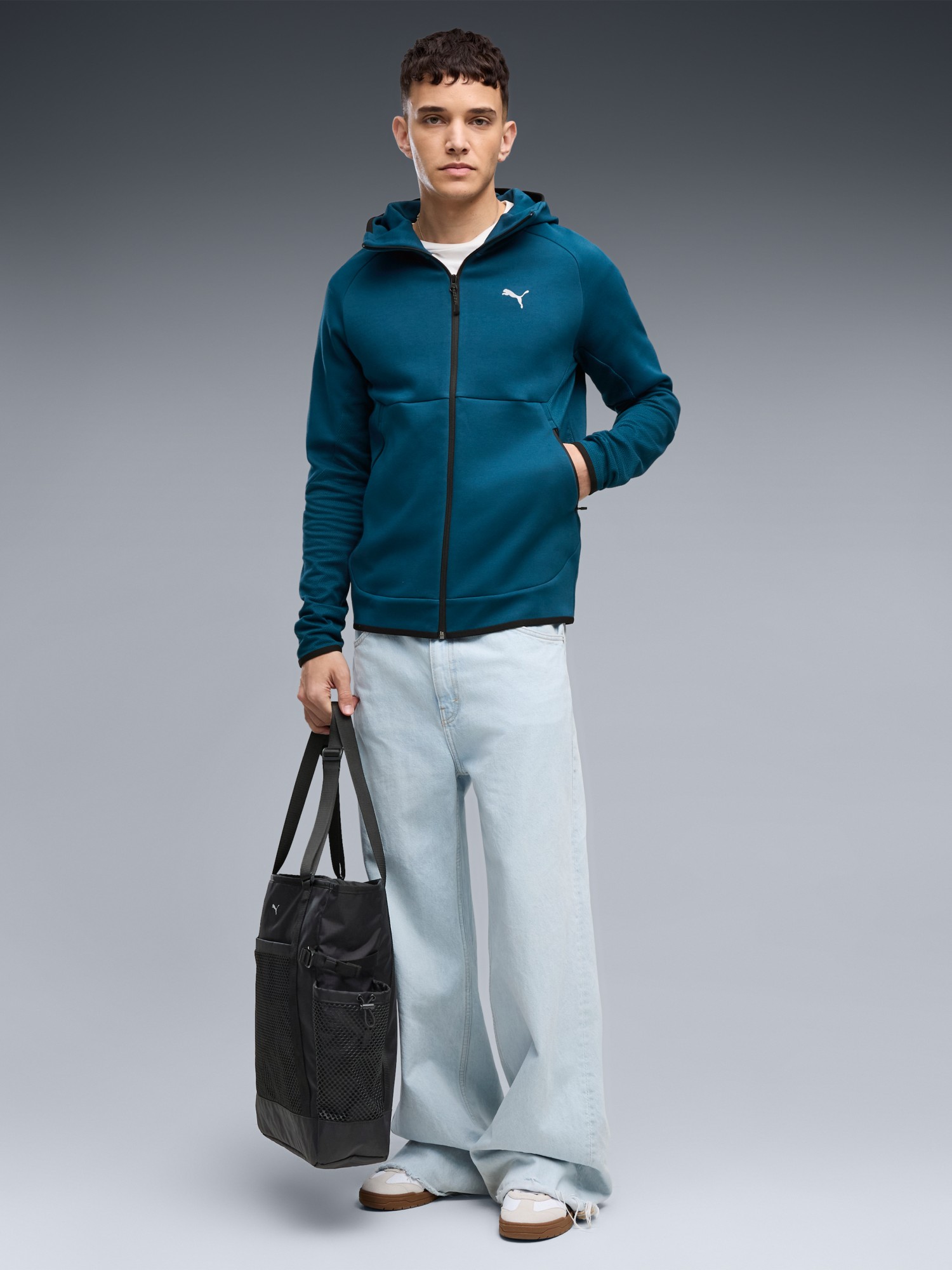 Толстовка чоловіча Puma TECH Slim Elevated Full-Zip Hoodie DK зелена 69395136 изображение 4