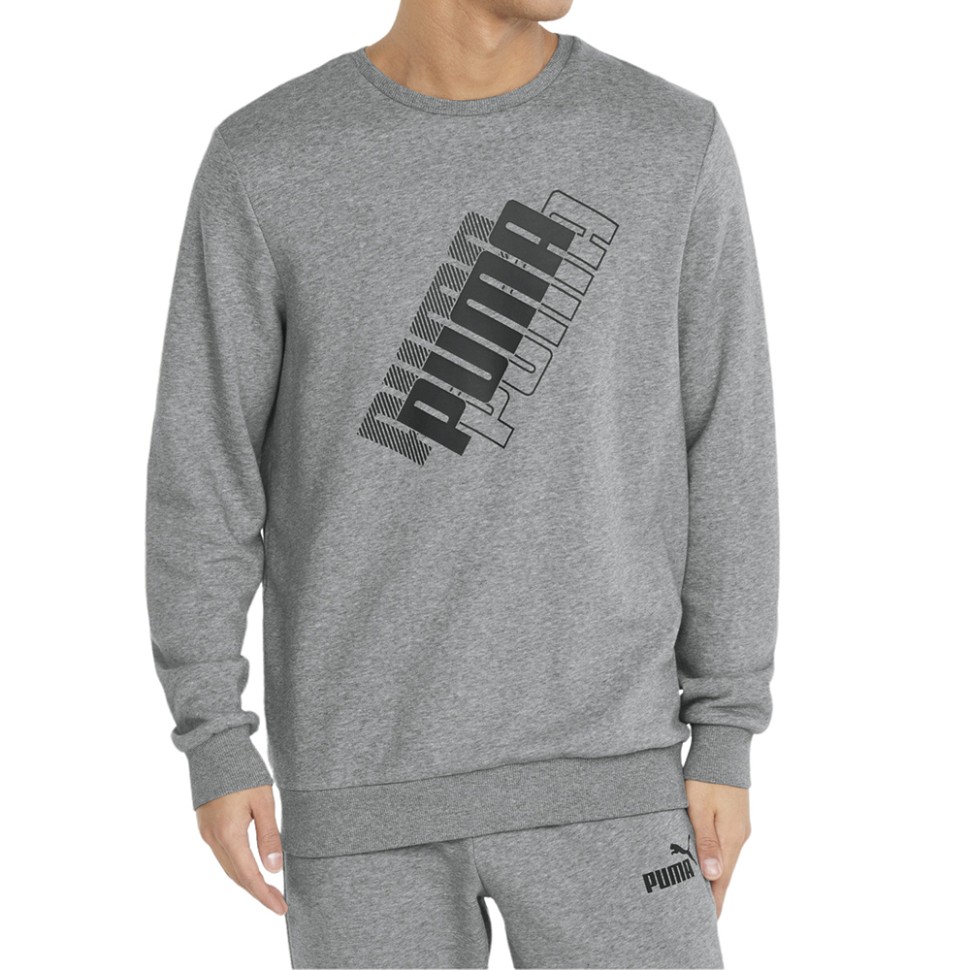 Толстовка чоловіча Puma Puma Power Logo Crew сіра 84737703 изображение 1