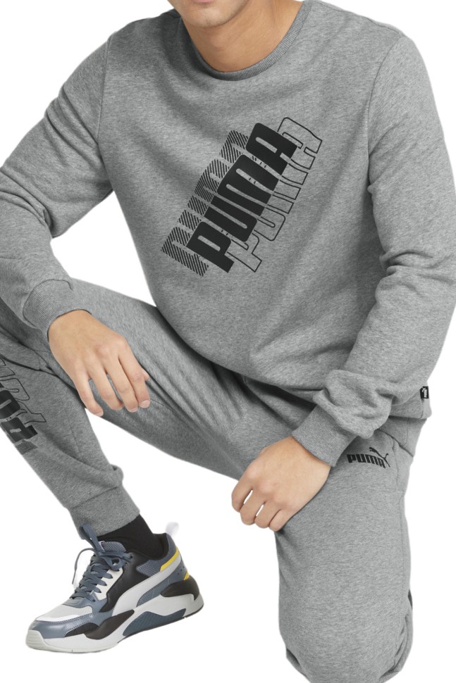 Толстовка чоловіча Puma Puma Power Logo Crew сіра 84737703 изображение 2