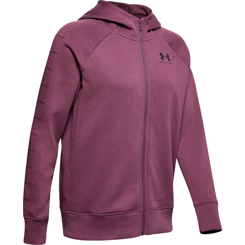 Жіноча толстовка Under Armour RIVAL FLEECE SPORTSTYLE LC SLEEVE GRAPHIC FZ фіолетова 1348559-569 изображение 1