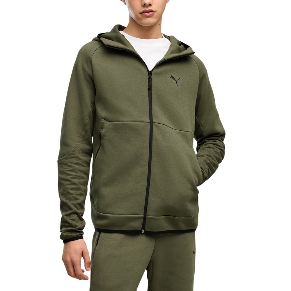 Толстовка мужская Puma TECH Slim Elevated Full-Zip Hoodie DK хаки 69395186