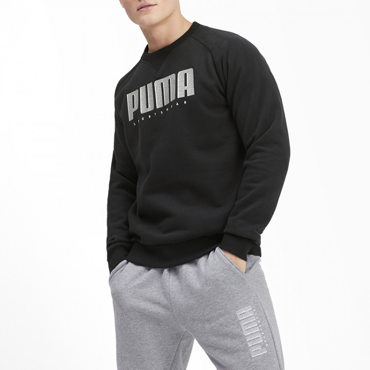 Толстовка мужская Puma ATHLETICS CREW FL черная 58015701 изображение 3