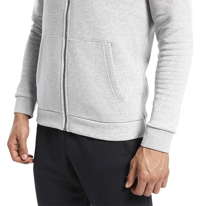 Толстовка мужская Reebok Training Essentials Fleece Zip Up серая FU3242 — фото 4 — Sport City Толстовка мужская Reebok Training Essentials Fleece Zip Up серая FU3242 — фото 4