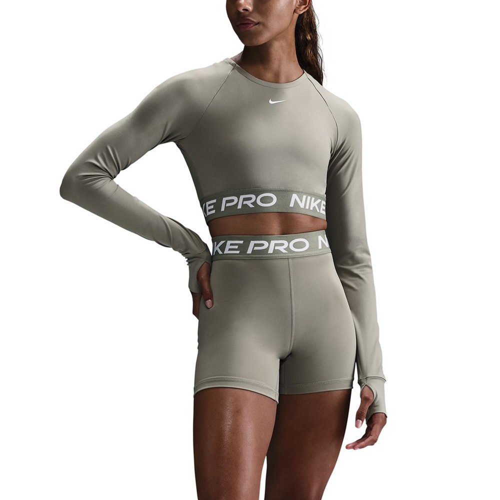 Футболка женская Nike NIKE PRO DF 365 CROP LS хаки FV5484-320