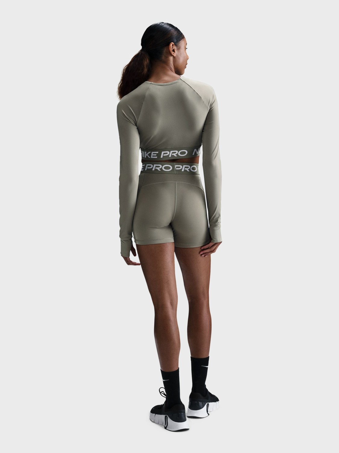 Футболка женская Nike NIKE PRO DF 365 CROP LS хаки FV5484-320 изображение 3