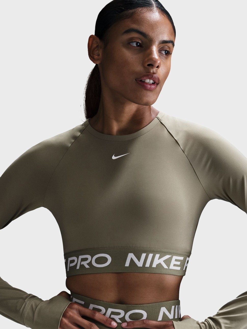 Футболка жіноча Nike NIKE PRO DF 365 CROP LS хакі FV5484-320 — фото 4