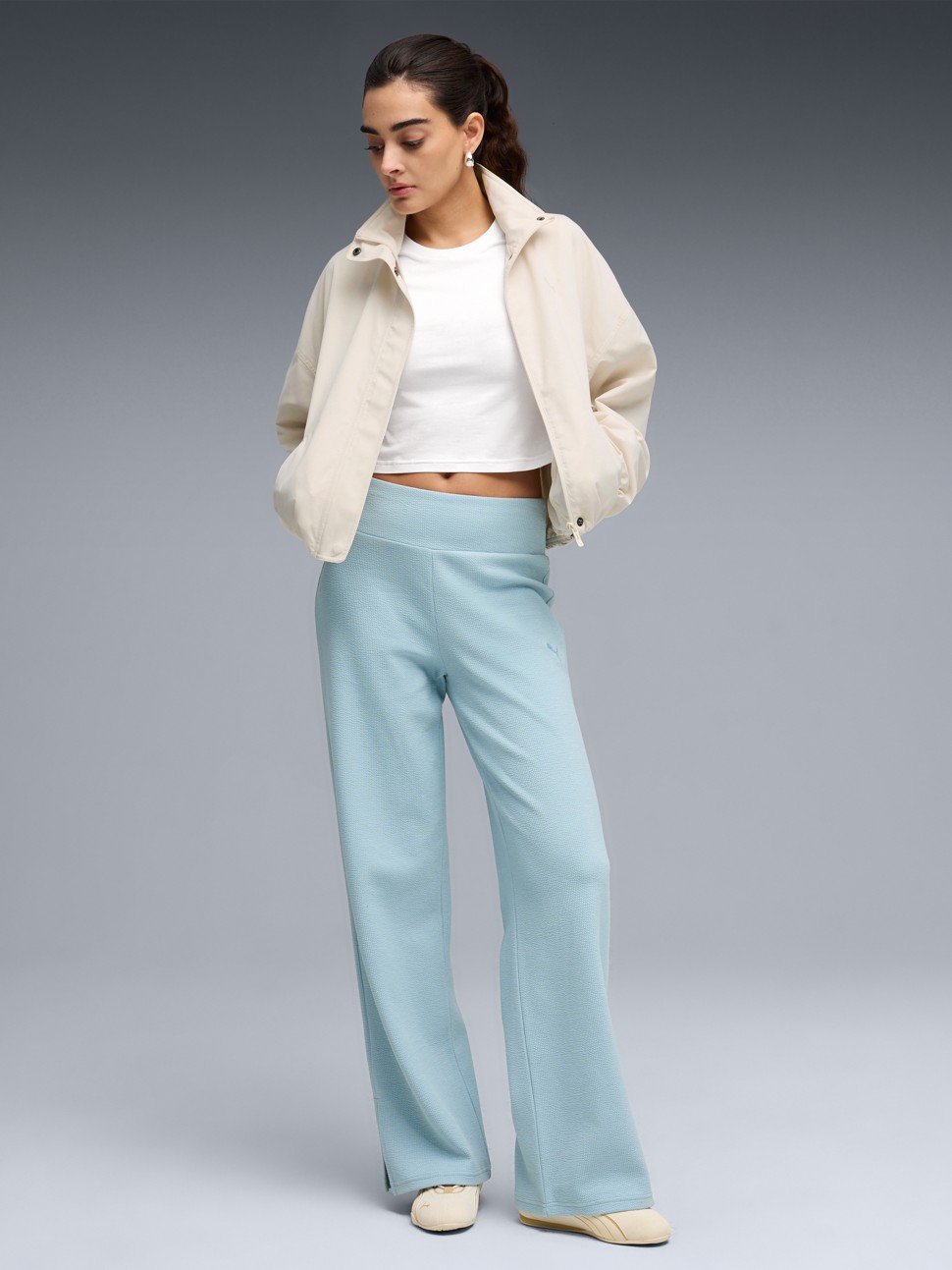 Штани жіночі Puma ESS ELEVATED High-Waist Straight Leg Pant блакитні 69181547 — фото 4